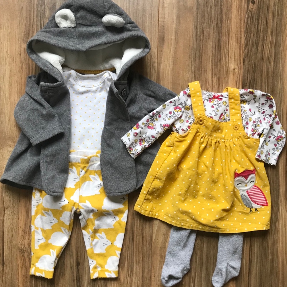 Bundle of Yellow & Gray Baby Outfits, by Carter’s